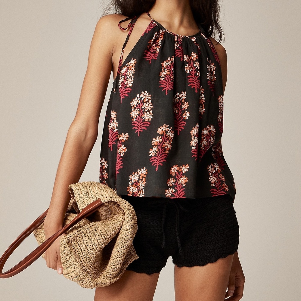 J.Crew Cotton Voile Tank Top Block Print Medium NWT